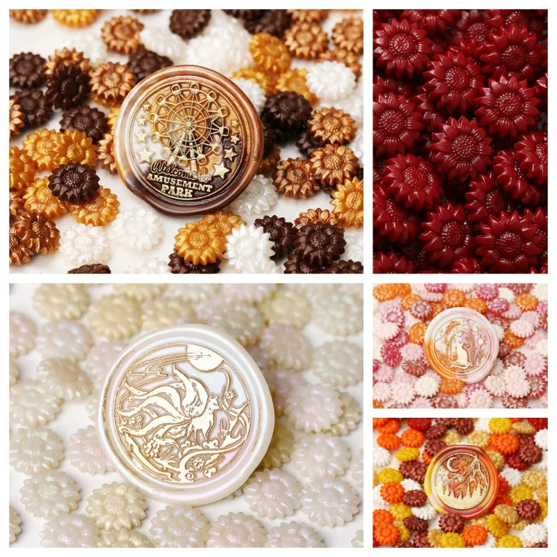 Sealing Wax Stamp Seal Sunflower Pearlescent Mixed Color about 100pcs sealing wax beads,sealing wax beans,wax seal beads