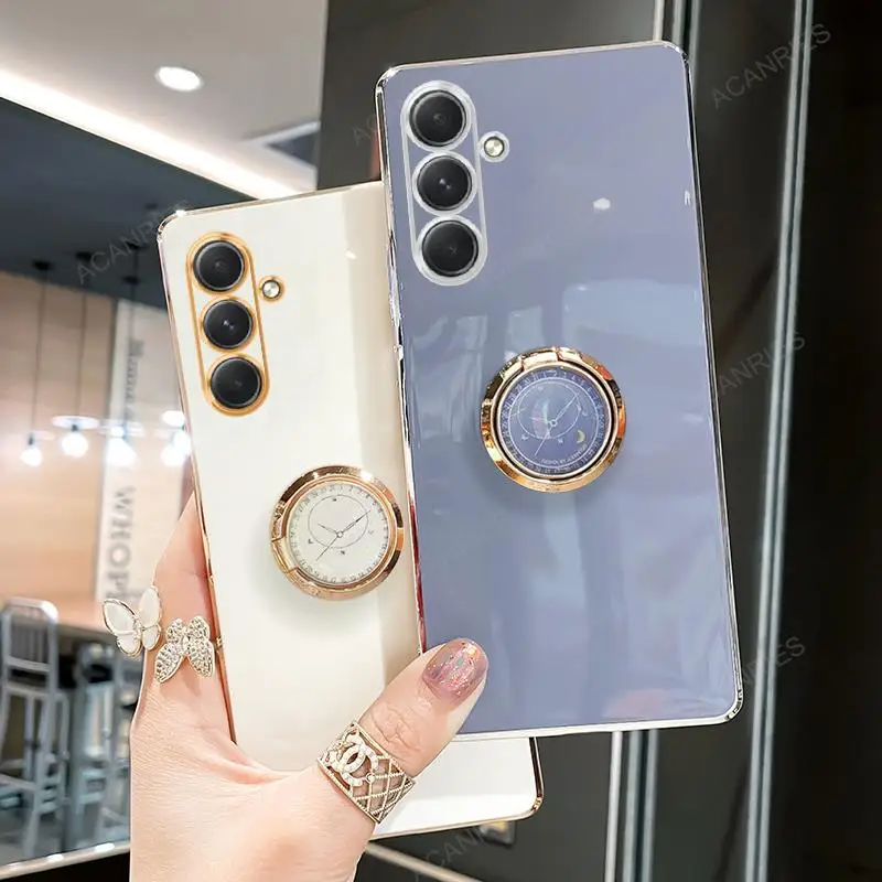 Luxury Plating Ring Holder Silicone Back Cover with Stand