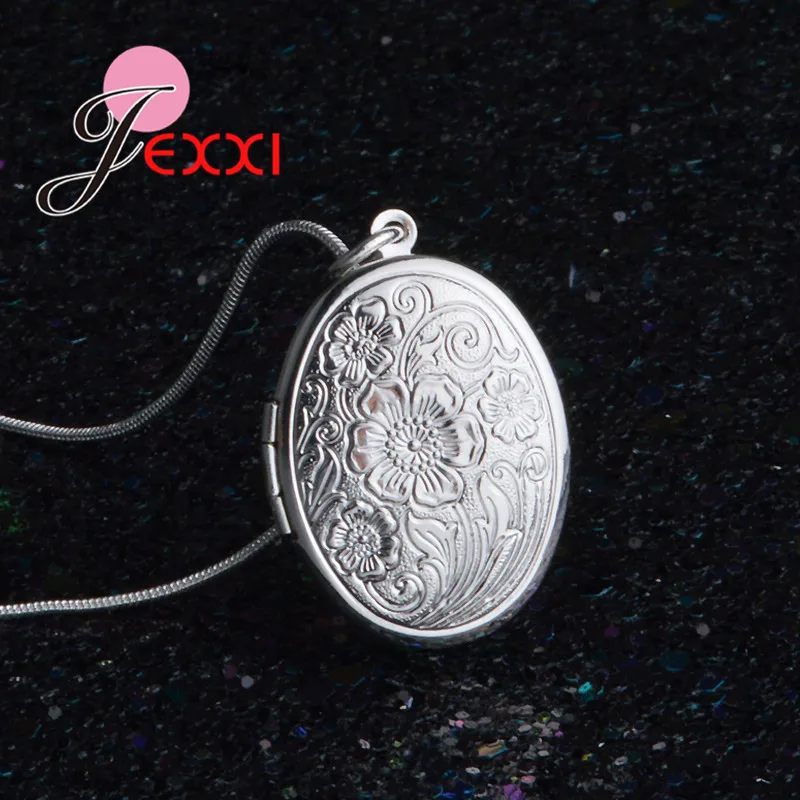 925 Sterling Silver Necklace Round Open Locket Pendant Necklaces Photo Women Collar Jewelry pendant necklace silver necklace