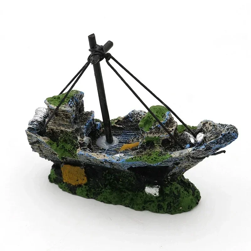 1pcs Aquarium Fish Tank Landscaping Shipwreck Pirate Ship Decoration Resin Boat Accessories Furniture Pet Fish Tank Decorations