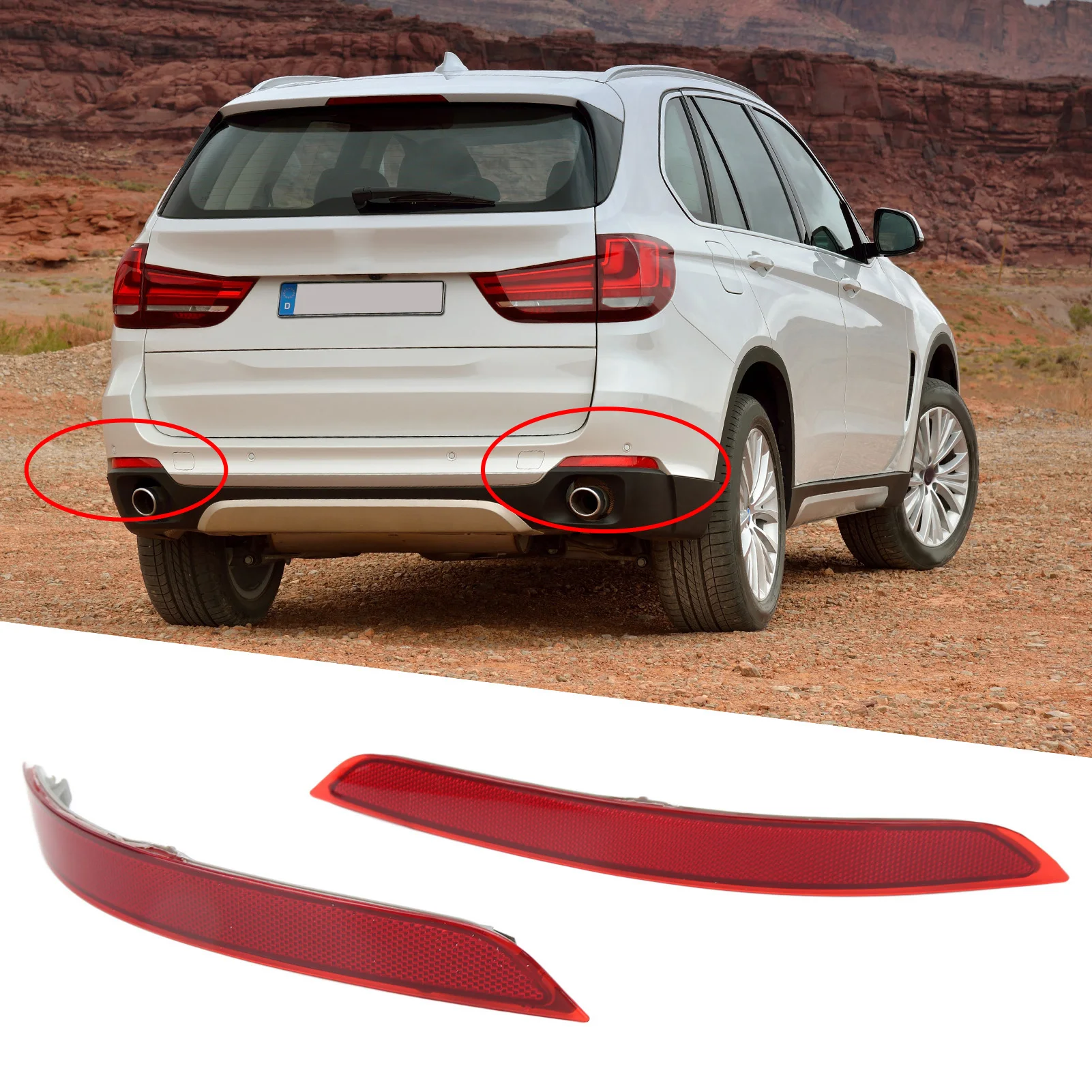 2PCs 리어 테일 범퍼 리플렉터 63147290091 63147290092 BMW X5 F15 2014 2015 2016 2017 2018 용 장식 교체품