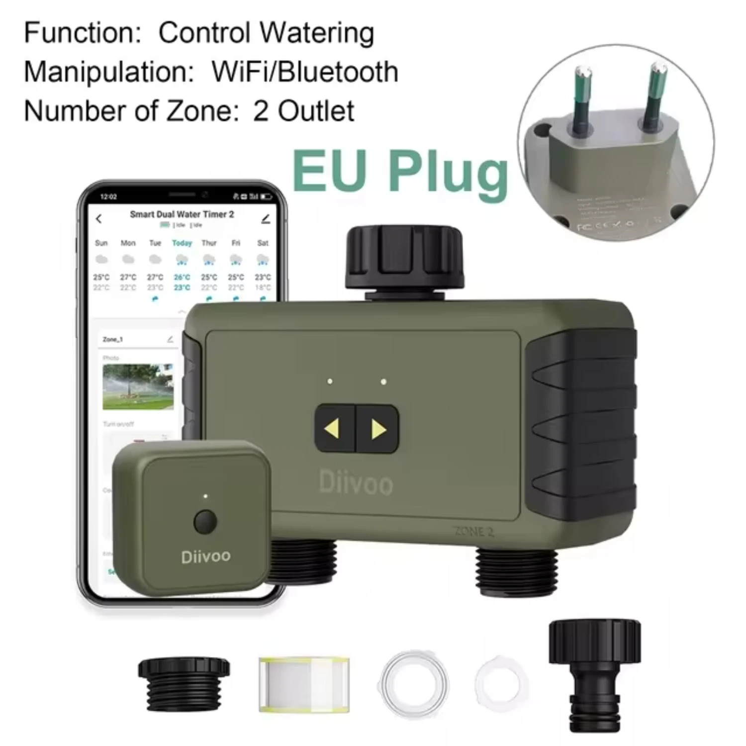 Intelligent Smart Automatic Water Timer  Garden, Digital Irrigation Machine with 1/2/3 Zones, Outdoor Use to Save Water & Tim