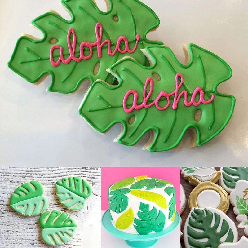 Fondant Animal Biscuit Mold Forest Jungle Green Turtle Leaf Cookie Stamp For Kids Wild One Birthday Party DIY Baking Cake Decor