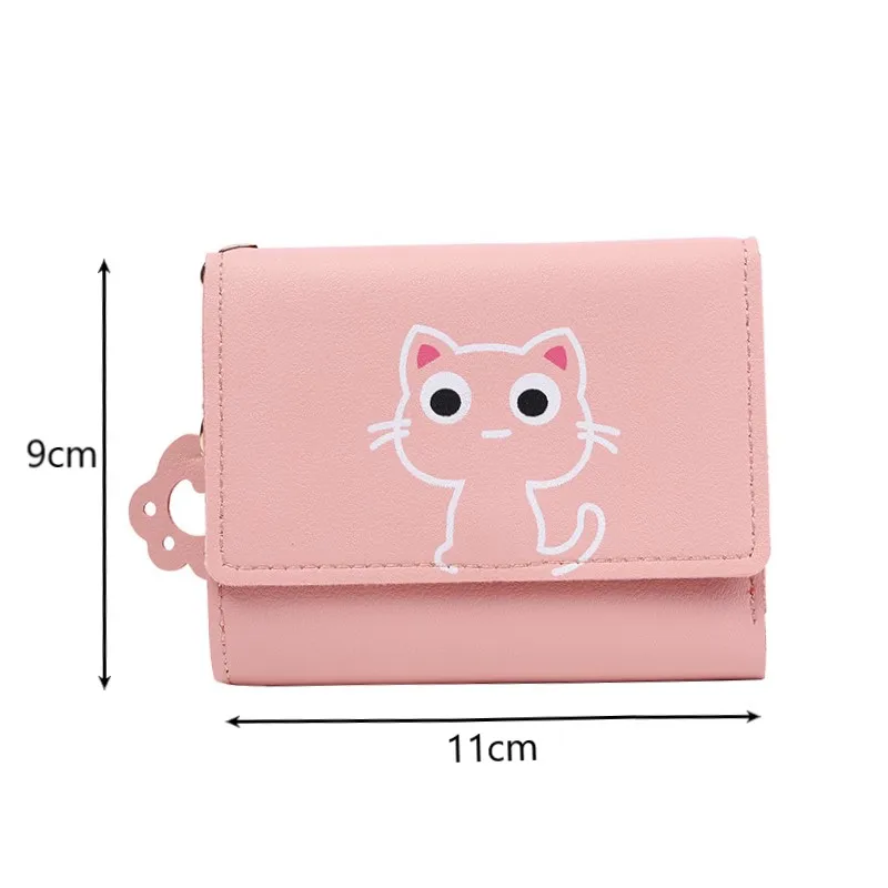 Neue Mappe der Frauen Nette Katze Kurze Brieftasche Leder Kleine Geldbörse Mädchen Geld Tasche Karte Halter Damen Weibliche Haspe Mode – Detail 7