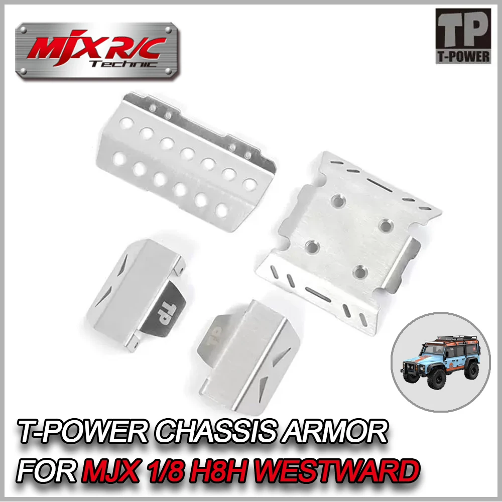 T-POWER MJX 1/8 H8H Westward Modification Upgrade Parts Guard Plate Metal Chassis Armor Electric Remote Control Car Accessories, rc car chassis armor