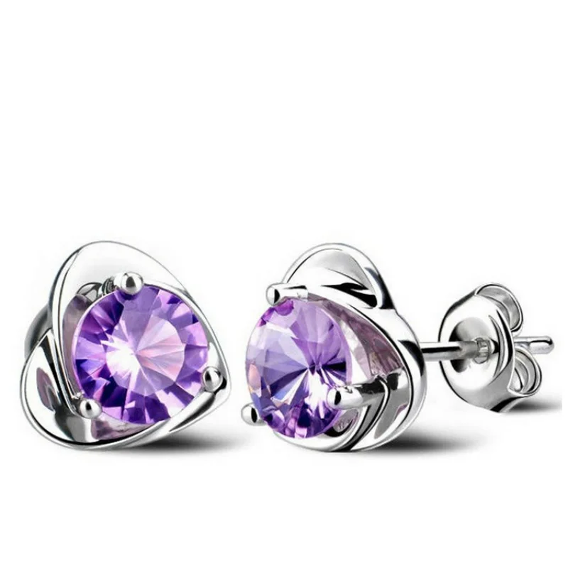 

Romantic amethyst heart shaped 925 sterling silver earrings luxury jewelry for ladies gifts