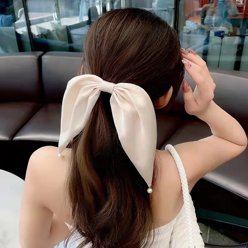 New Korean Fashion Sharp Bowknot Hair Clip Women Swallow Tail Shaped Bow Barrette Solid Color Ponytail Clip Elegant Hairpin