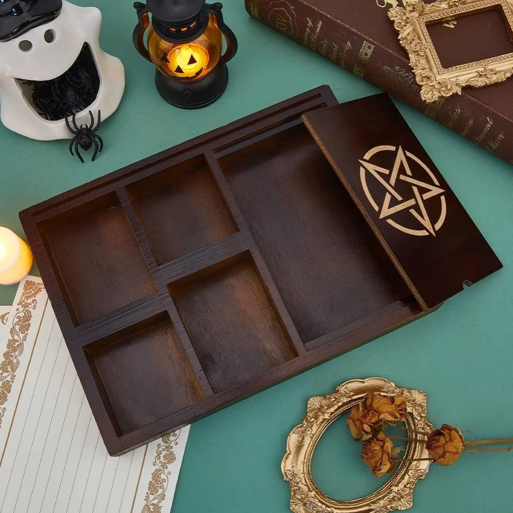 1pc Wooden Tarot Card Holder Tarot Stand Display Coconut Decorative Box for Altar Withchcraft Decor Wiccan Altar Supplies