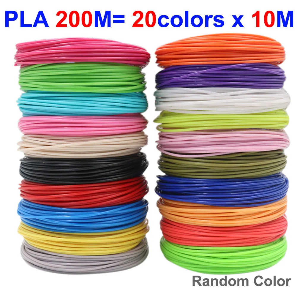 Colored PLA Filament for 3D Pen Printing 20/30 Colors 50M 100M 150M 200M Odorless Safe Plastic Refill for 3D Kids Printing Pen