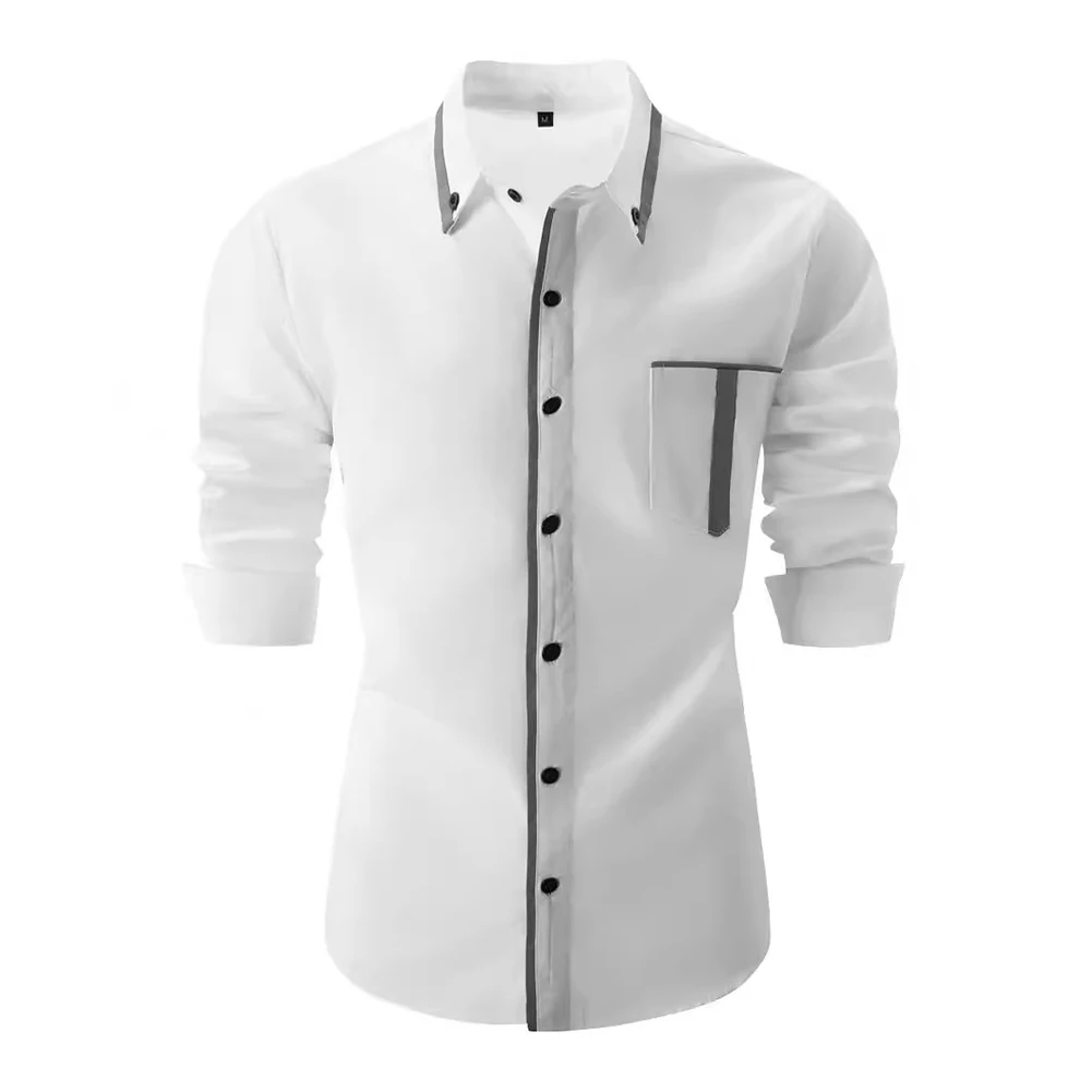 

Male Dress Shirt Shirt T Shirt Top Daily Long Sleeve Mens Slim Fit Solid Business Casual Collared Formal Fashion