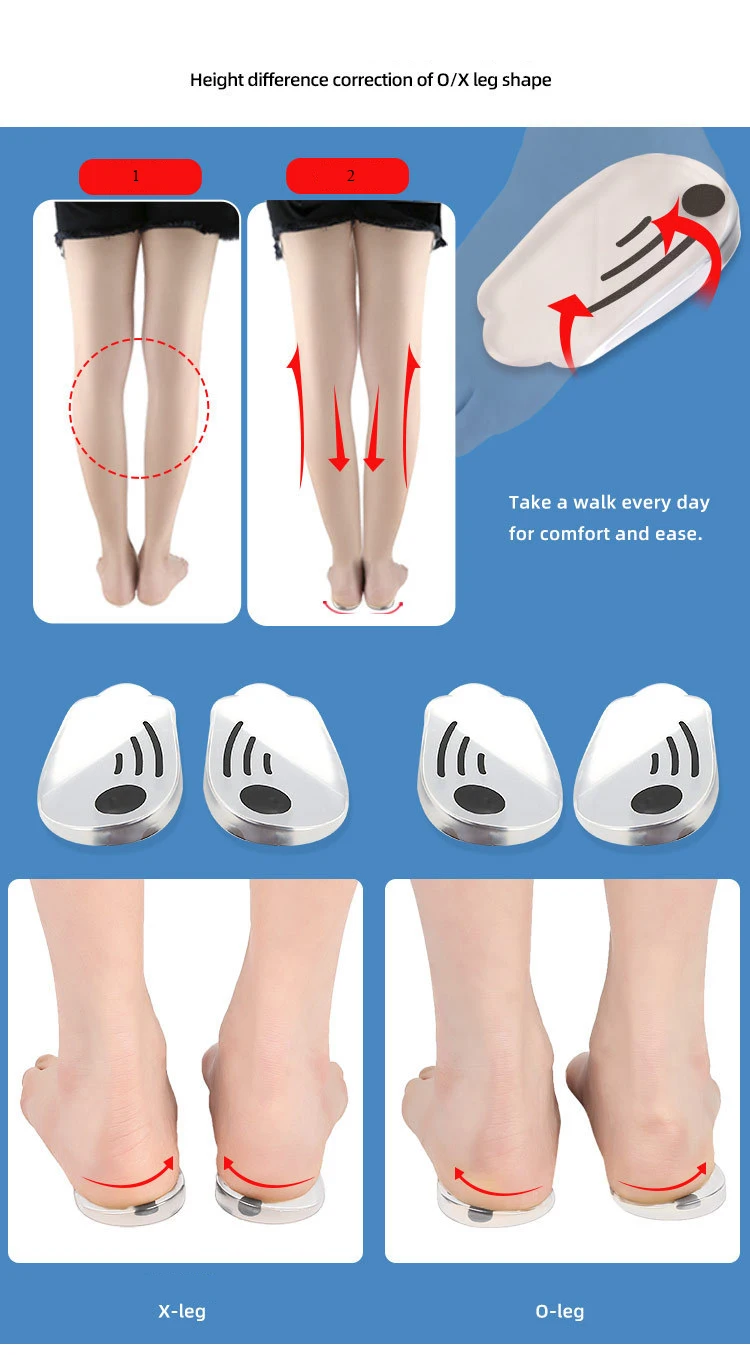 Orthopädische Silikon-Einlegesohlen für Füße O/X-Bein-Typ Valgus-Varus-Korrektur Plantarfasziitis Gel-Einlage Magnet-Massage Fußpflege – Detail 3