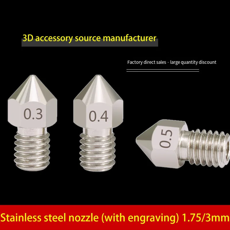 2 Pc High Quality Stainless Steel Nozzle 1.75/3mm Consumables Nozzle Extruder For 3D Printer Accessories