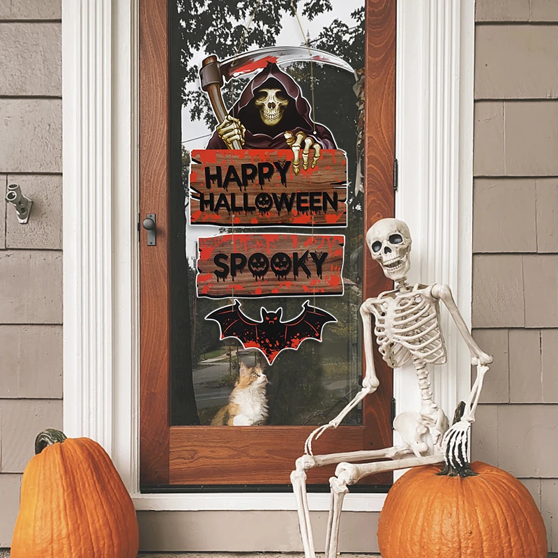 

Halloween Door Hanging Pendats Pumpkin Trick or Treat Ghost Festival Paper Banner 2023 Happy Halloween Party Decoration for Home