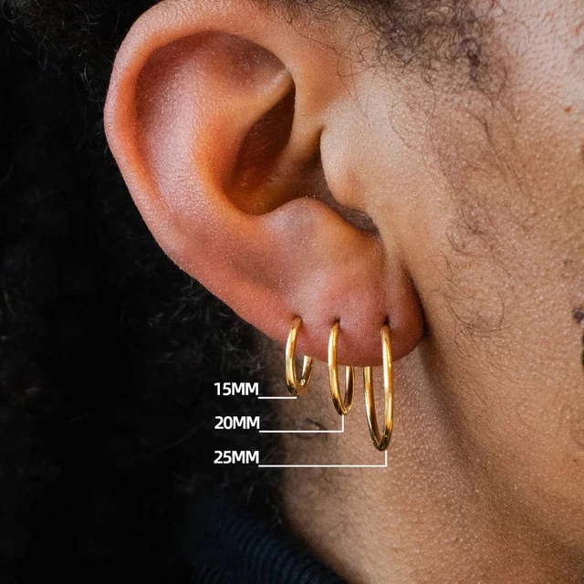 Titanium Gold Hoops Pair, Hypoallergenic, Sleeper, Bar Earrings, Pure –  HandTstudio