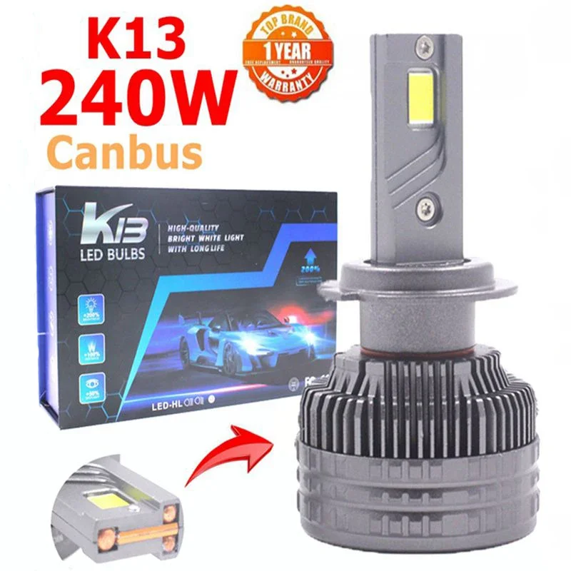 K13 240W H7 Lampadina A Led H11 H1 9005 H7 Kit Faro A Led Fendinebbia Per Auto H7 9006 H8 H9 H4 Lampada Per Auto Fari A Led