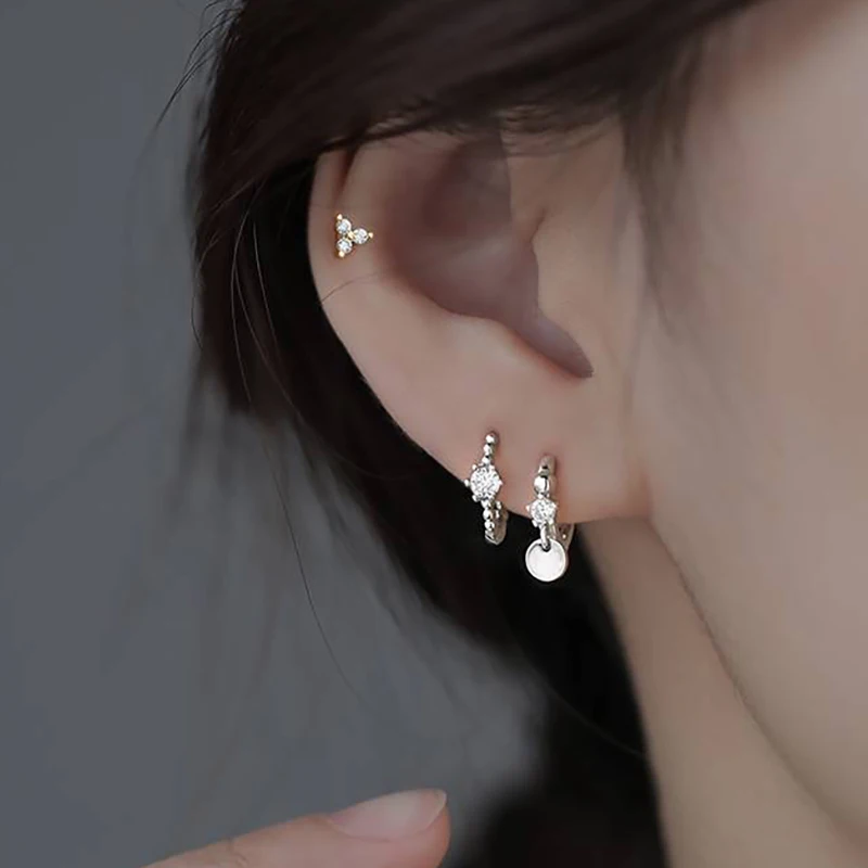 5 Paia Orecchini A Punto Con Zirconia Cubica 2mm - Acciaio Inox Ipoallergenico Oro Per Donna