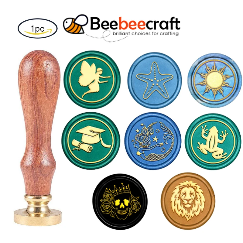 

1PC Wax Seal Stamp Elves Vintage Sealing Wax Stamps 25mm Removable Brass Head Sealing Stamp with Wooden Handle for Halloween