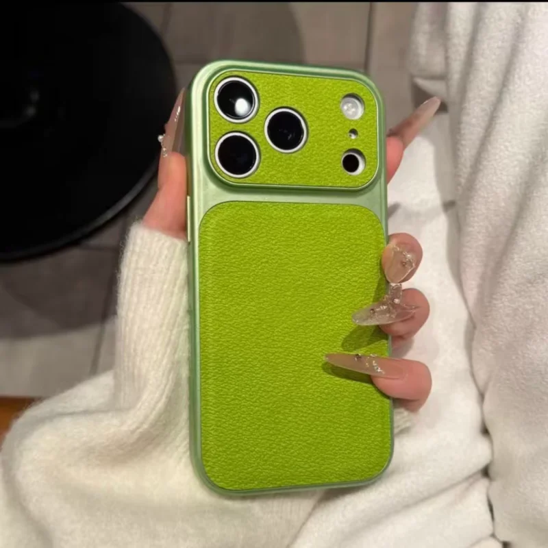 Luxury Matte Candy Color Leather Plating Phone Case - Business Shockproof Armor Cover