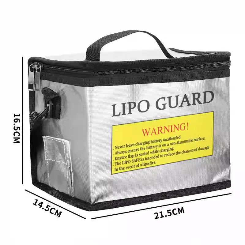 Lipo Battery Safety Bag Portable Explosion-proof Fireproof Storage Bag With Safe Guard 215*145*165mm Size For RC Drone Batteries 2