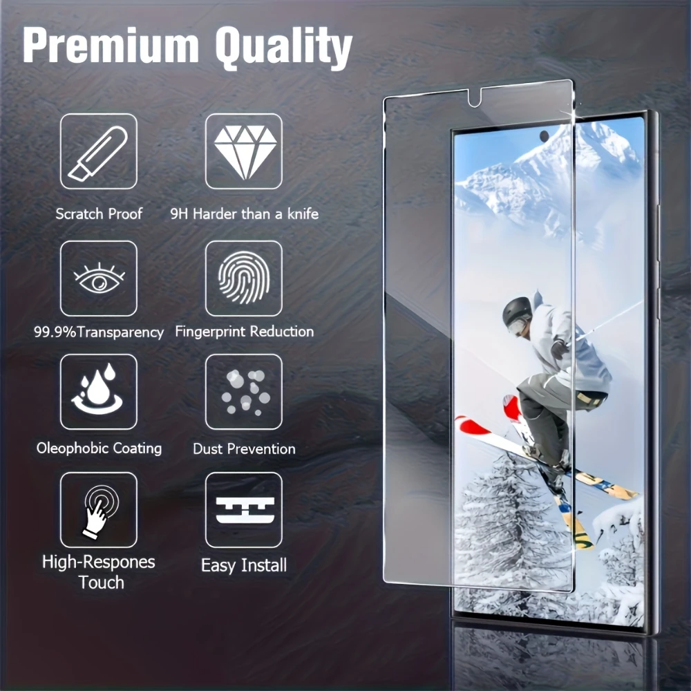 2-Pack Complete Coverage Tempered Glass Screen Protectors with Automatic Dust Removal Technology