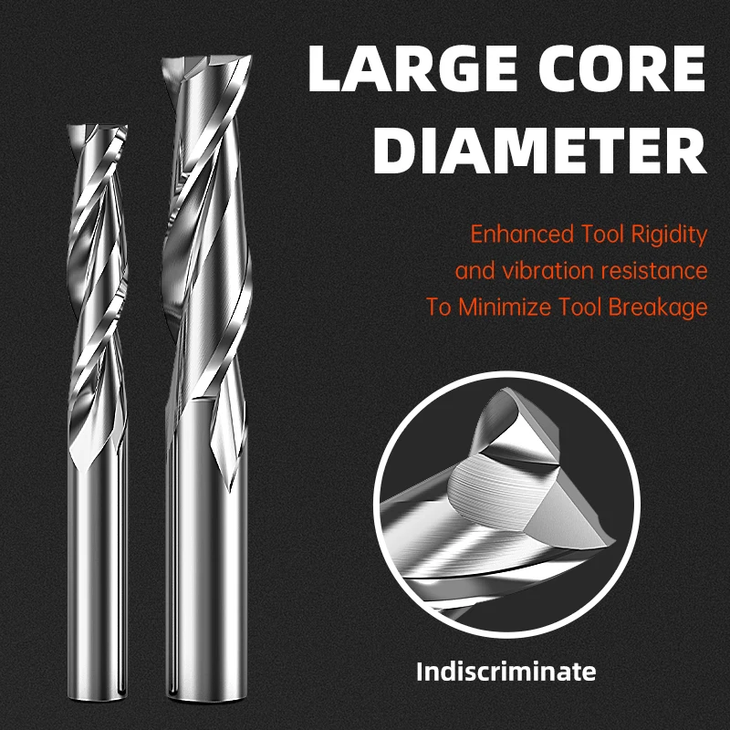 HRC65 Milling Cutter for Aluminum M2 End Mill Carbide 2 Flute Milling Cutter Spiral Router Bit CNC End Mill 4 6 8 20mm HUHAO milling cutter