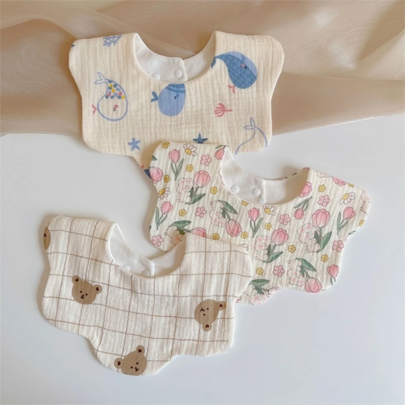 

Cartoon Print Saliva Towel 4-Layer Nursing Bibs for Baby Mother Absorbent Bibs