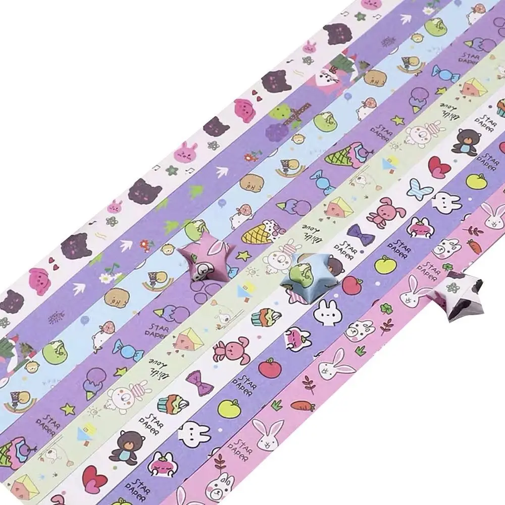 Colorful Double-Sided Origami Star Paper with Cute Patterns for Lucky Star Decorations