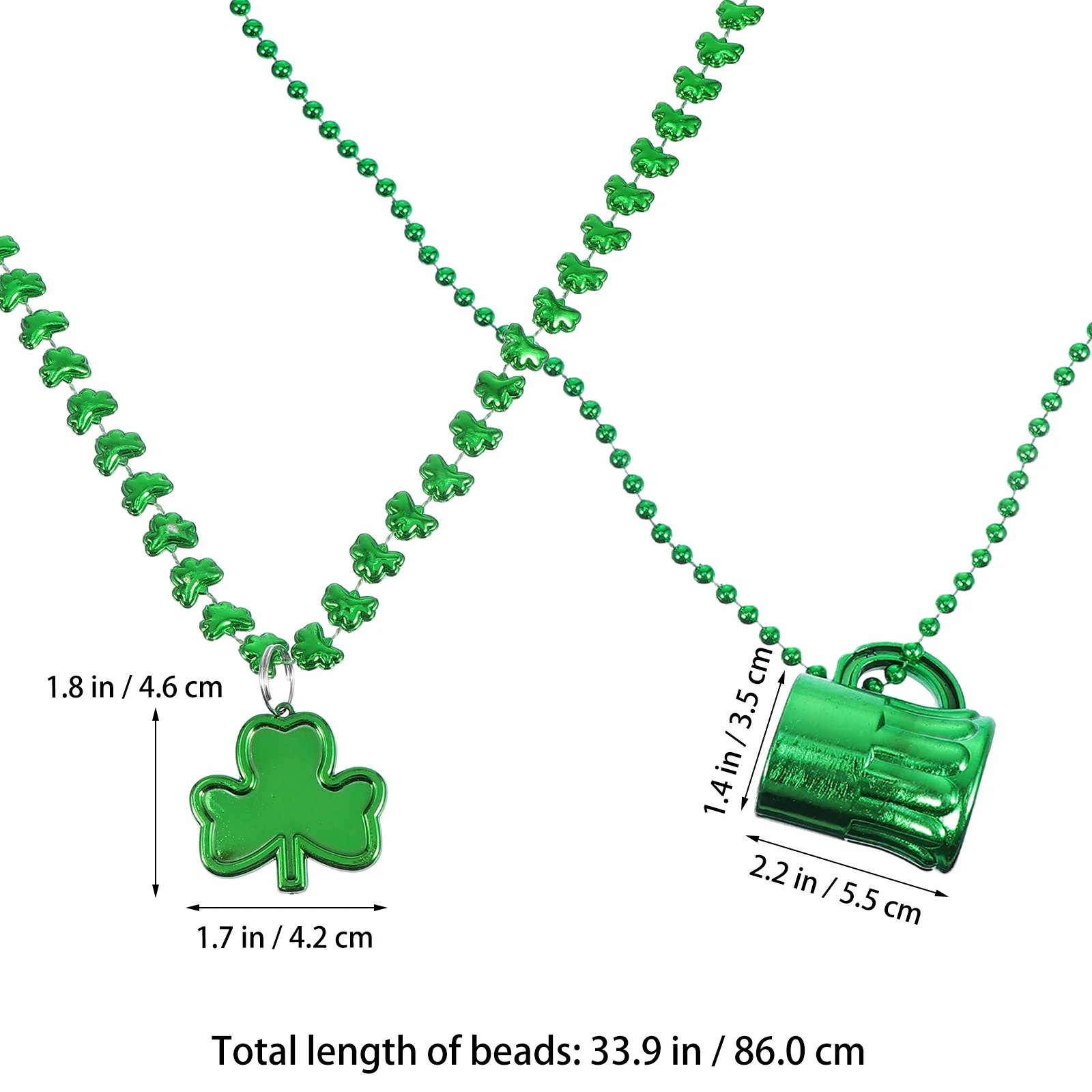5 Pcs Irish Festival Bead Chain Patricks Day Party Favors Plastic Shamrock Necklace