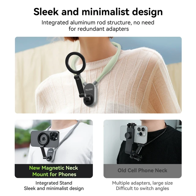 TELESIN – support de cou magnétique en Silicone, maintien à dégagement rapide pour Iphone 15 14 13 12 11 10 SAMSUNG HUAWEI XIAOMI, accessoires de téléphone 2