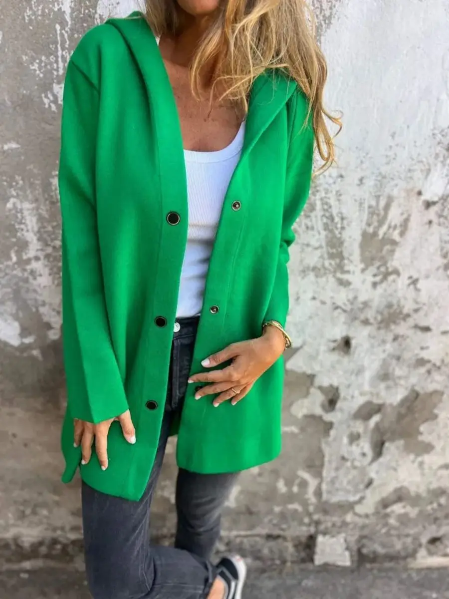 Long sleeve solid colour all season coat.  S-3x