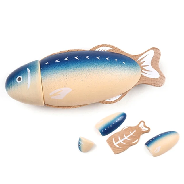 Wooden Kitchen Stove Tool Toys, Wooden Fish Activity Center