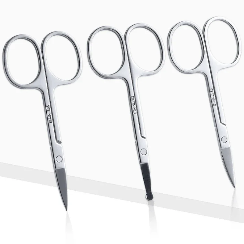 New Facial Hair Scissors Rounded Stainless Steel Mustache Nose Hair Beard Eyebrows Eyelashes Trimming Multifunctional Clippers 2
