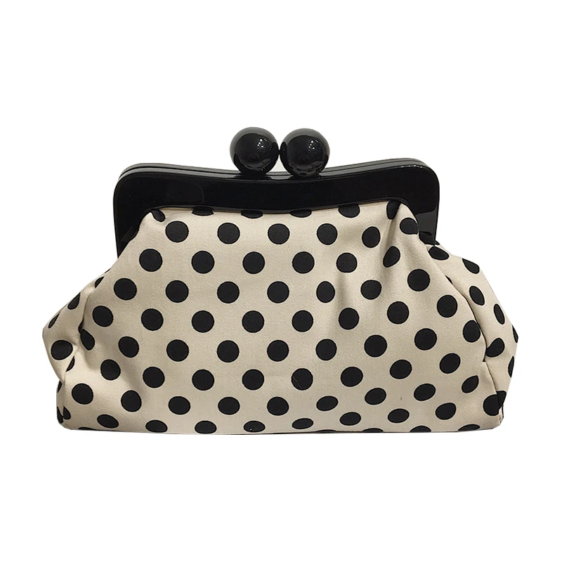 Women Polka Dot Handbag Shoulder Bag Clip Evening Day Clutches Acrylic Clip Bag Crossbody Bag Zipper & Hasp Party Wedding - 3