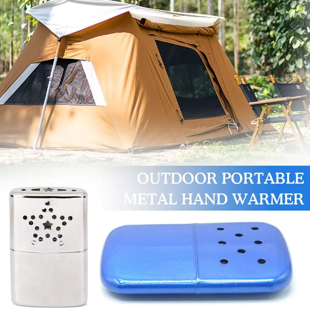

Outdoor Portable Metal Hand Warmer With Pouch For Fishing Camping Hiking Warm Winter Mini Pocket Lightweight Hand Warmer D9Z3