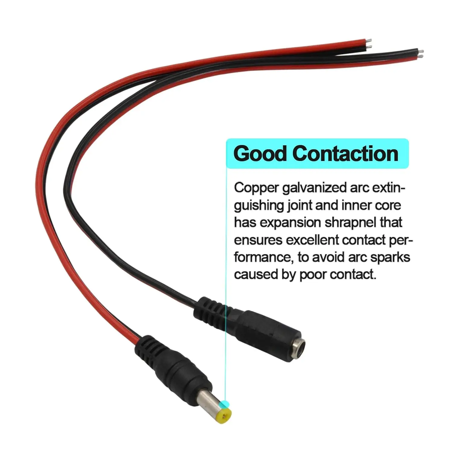 10Pcs DC 12V Connector Pigtail Plugs 5.5x2.1mm Male and Female DC Power Socket Jack Connector Cable Plug Wire DIY Cable