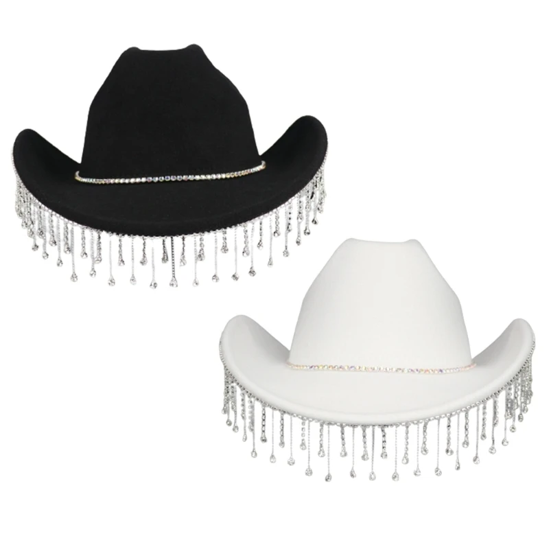 

Sparkling Cowboy Hat Tassels Crystal Wild for Bachelorette Party Crystal Cowboy Hat Hat for Actor Actress
