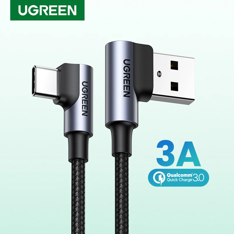 

UGREEN 3A USB Type C Cable for iPhone 15 Samsung S23 Xiaomi mi 11 Mobile Fast Charging Cable 90 Angle USB Gaming Cord QC USB C