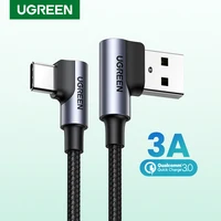 UGREEN USB typ C kabel do Xiaomi POCO Samsung S20 S21 szybkie ładowanie USB C kabel 90 stopni kąt QC 3.0 kabel do gier USB typ C 1