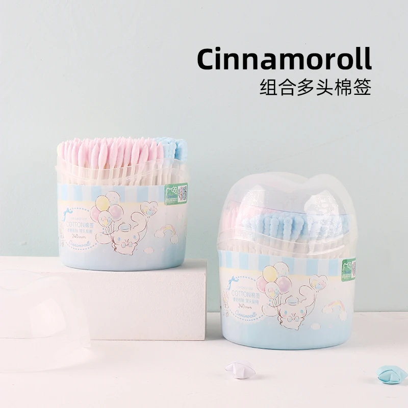 

Kawaii Sanrios серия Cinnamoroll комбинированные многоголовные ватные тампоны одноразовые спиральные уши макияж Двойная Головка 240 штук