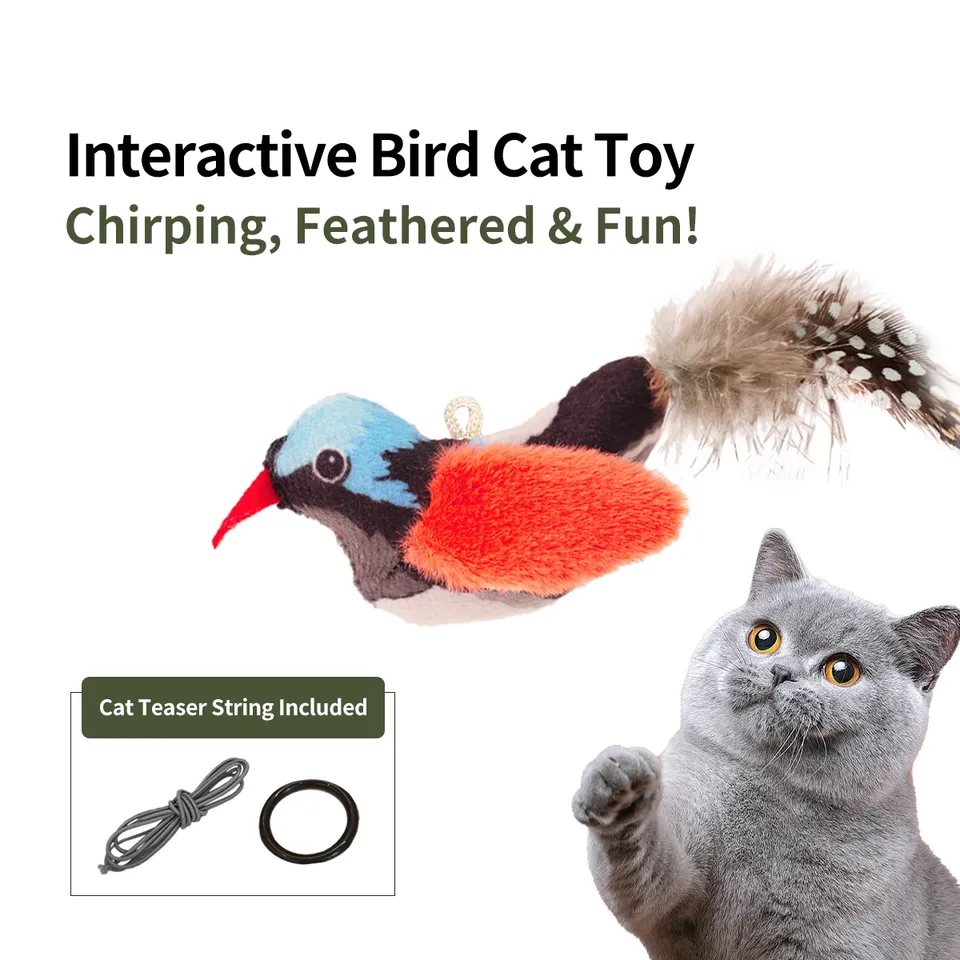 Chirp Bird Cat Toys Feather Cat Toy Bird Cat Toy Realistic Sound Bird Toy for Kittens Interactive Cat Toy Plush Toy for Cats