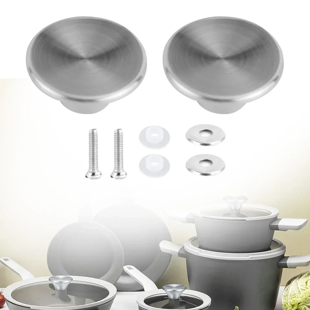 Pot Lid Handle 2 Pcs Oven Knob Stainless Steel Pot Pan Lid Cover Handle Replacement Accessories Kits Kitchen Cookware Hardware pot lid handle pot lid knob pot lid cover