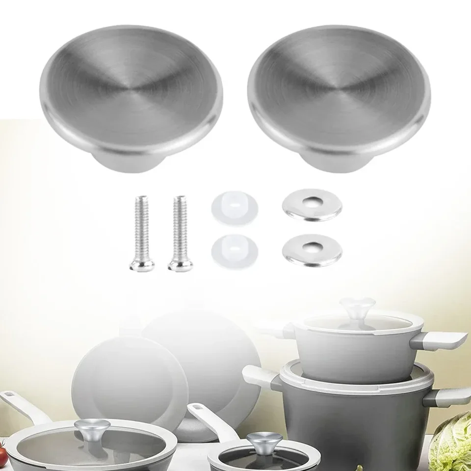 Eawfgtuw 2 Pack Oven Deksel Knop Vervanging Set, RVS Kookgerei Deksel Handvatten, Hittebestendige Pot en Pan Deksel Vervanging Knoppen, Vaatwasmachinebestendig Zilver Cover Handl Eawfgtuw 2 Pack Oven Deksel Knop Vervanging Set, RVS Kookgerei Deksel Handvatten, Hittebestendige Pot en Pan Deksel Vervanging Knoppen, Vaatwasmachinebestendig Zilver Cover Handl