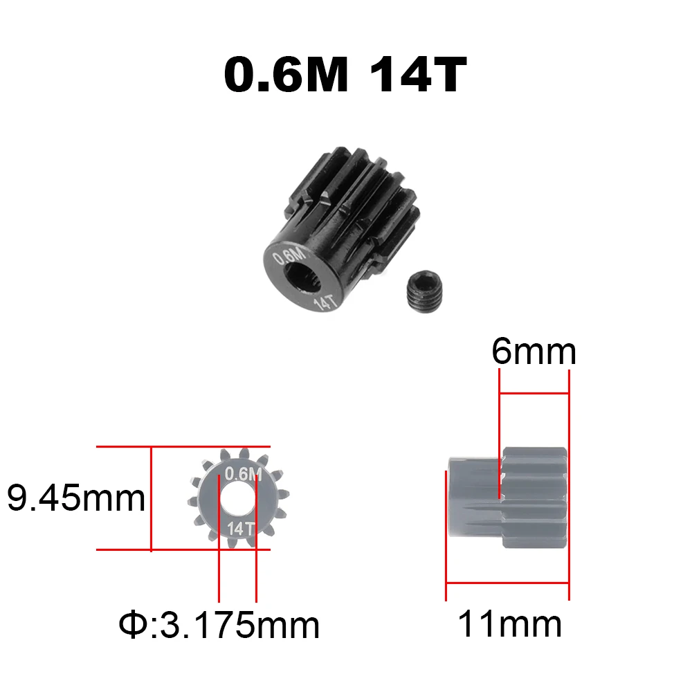 Pignon de rechange pour voiture RC, modèle 14T à 28T, posé sur fond neutre