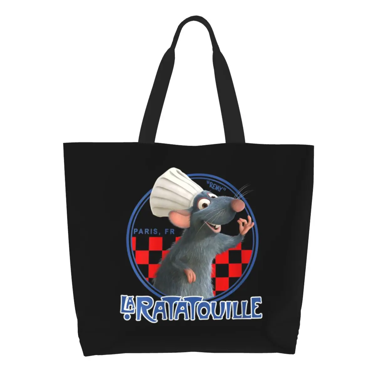 Ratatouilles Remy Chef Hat Portrait Grocery Tote Shopping Bags Donna Fashion Canvas Shoulder Shopper Bags Borsa Di Grande Capacità