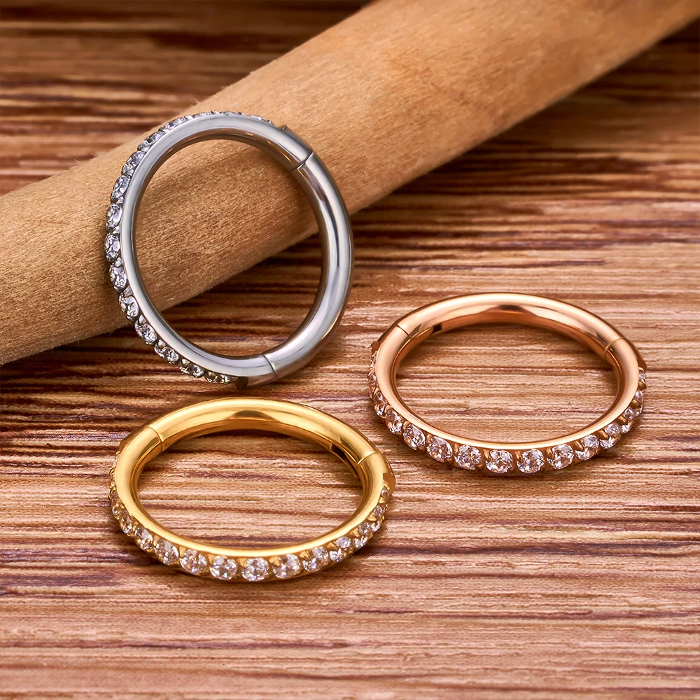 10Pcs F136 Titanium Nose Rings 16G Hinged Diaphragm Clicker Segments Tragus Cartilage Helix Daith Lip Nasal Piercing Jewelry