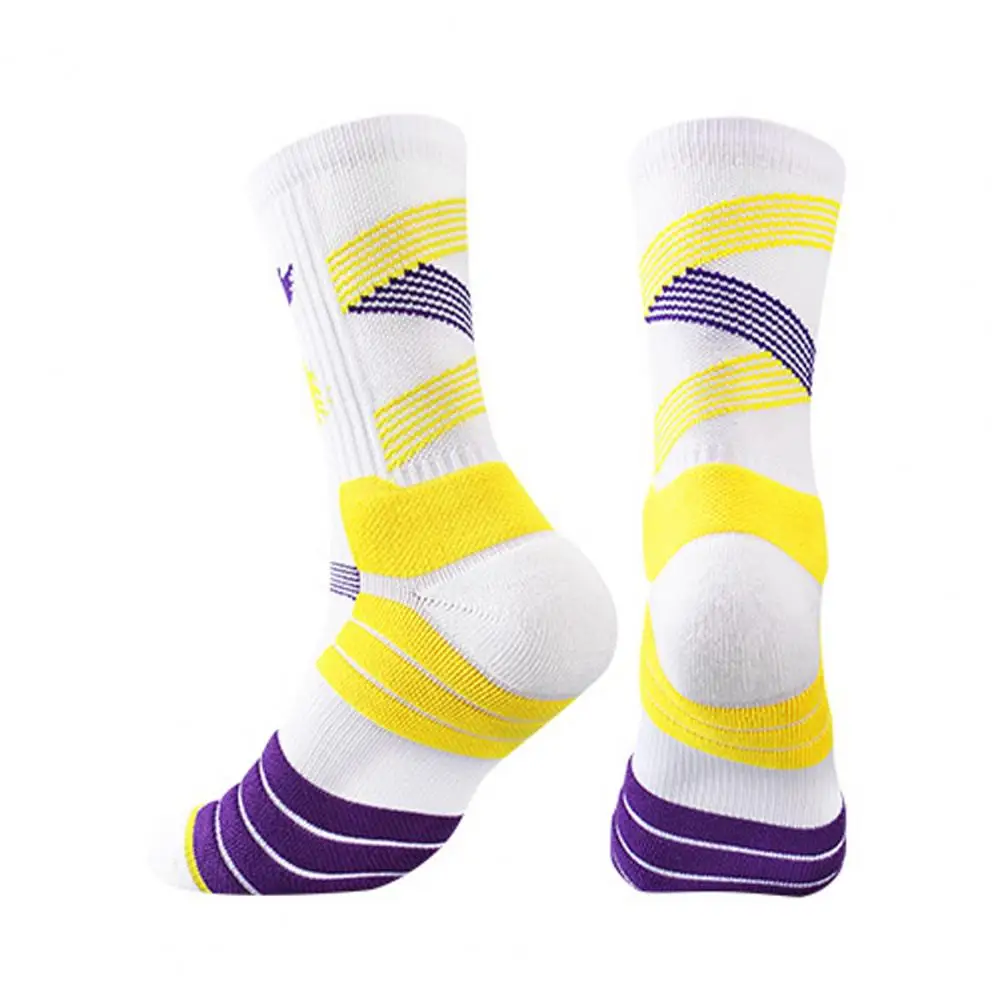 

Tube Socks Bright Color Basketball Socks Knitted Fabric Foot Protector Precise Stitching Sports Basketball Long Socks