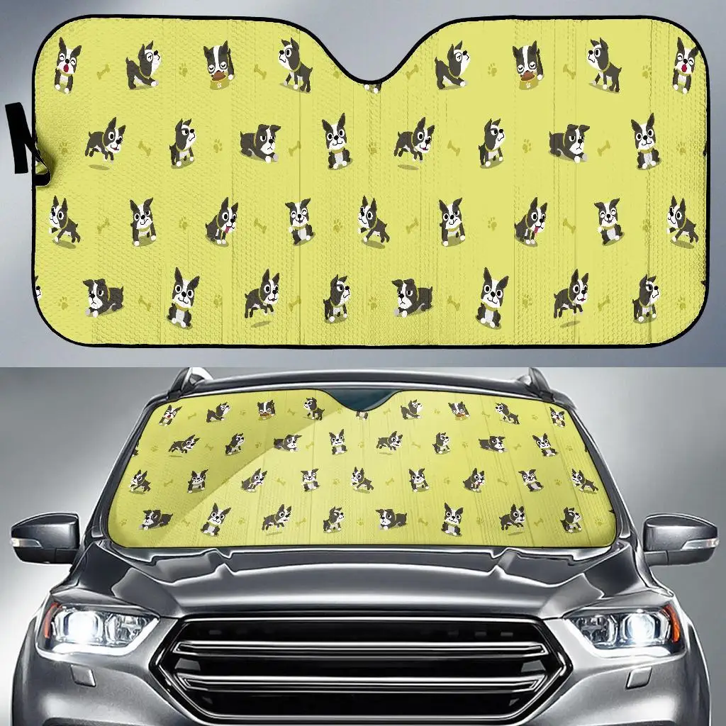 

Boston Terrier Paw Pattern Print Auto Sun Shade Car Windshield Window Cover Sunshade