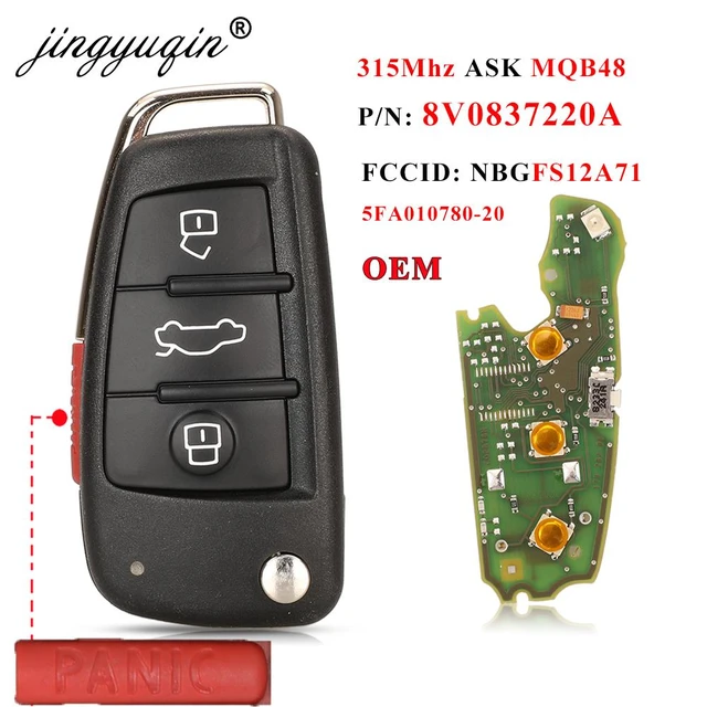 Jingyuqin 4ボタンリモートフリップ車のキーフォブ315mhz MQB48デ8V0837220A NBGFS12A71  5FA010780-20 oemアウディQ3 A3 S3 2013-2019