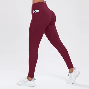 Women's Solid Color High Waist Pockets Leggings Tummy Control Stretch Soft Yoga Pants Tights Push Up Fitness Running Sportswear 1