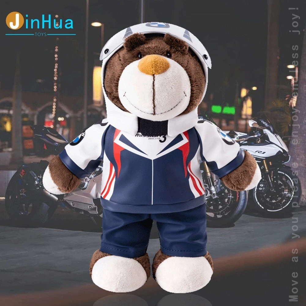 28cm Plush Toy Motorcycle Bear Action Figure Motorcycle Racing Rally Helmet Bear Decoration Holiday Gift Children's Toy new 3 inches ds3 rally racing cars by norrev diecast alloy toy cars model for collection gift